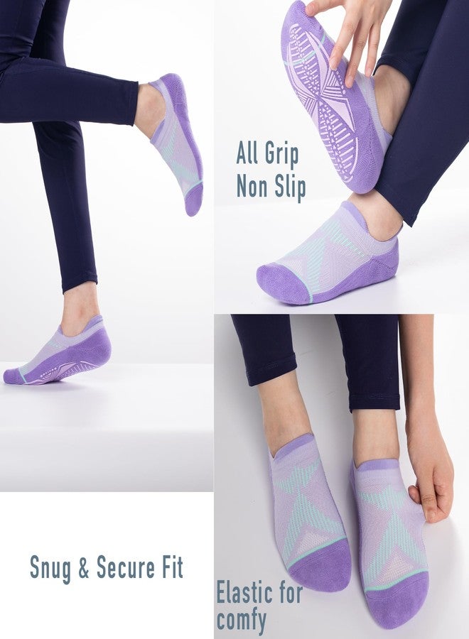 BRISIRA Pilates Socks with Grips Women Non Slip Grippy Yoga Socks Coolmax Bamboo Viscose Compression Barre Hospital Barefoot - Image 4